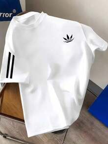 Stylish And Casual Men's T-Shirt, 100% Cotton, Modern And Elegant, Printed On Chest And Sleeves - 白色 - 查看 1