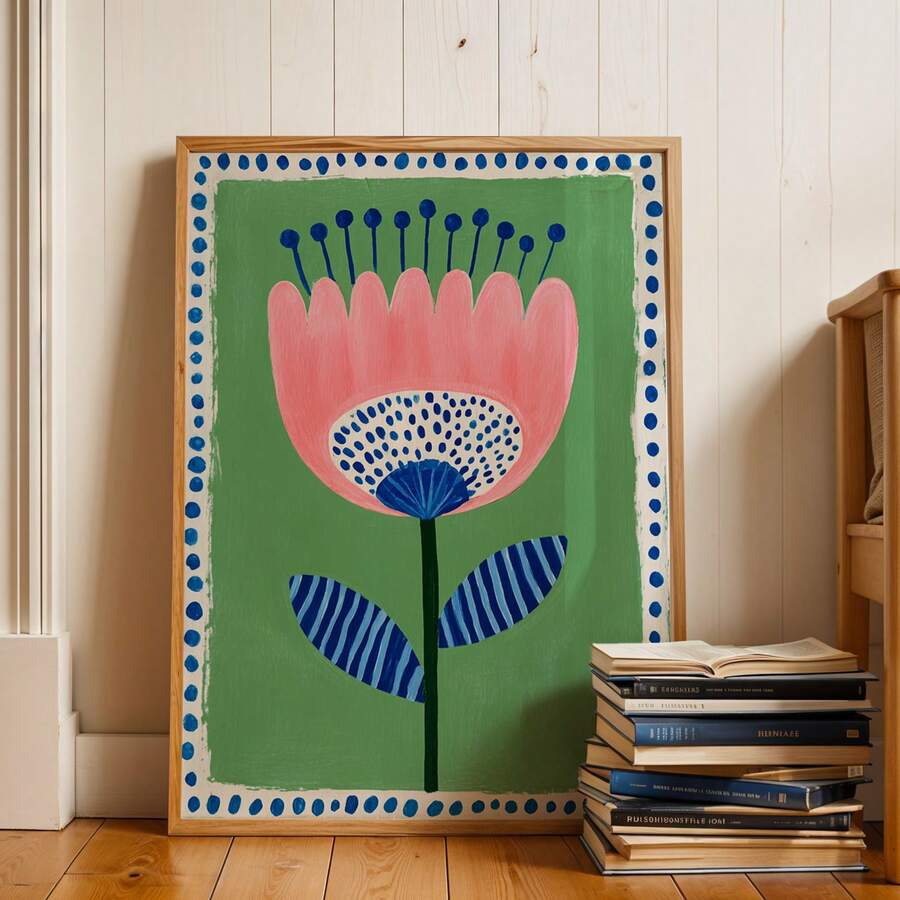 1 pieza de impresión artística botánica vibrante |   Impresionante pintura floral roja sobre lienzo para decoración de dormitorio, pasillo y sala de estar |   Regalo Ideal para Inauguración de Casa - negro - Ver 1