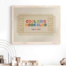 1pc Canvas Wall Art With Frame, Decor For Children's Room, Cool Kids Reading Club Admission Ticket, Colorful Children's Room Decor, Beige Landscape Wall Art, Children's Home Decor, Suitable For: Children's Room Decor, Game Room Decor, Nursery Decor, Playroom Decor, Preschool Decor, Girls Bedroom Decor, Boys Bedroom Decor, Nursery Decor - Multicolor - View 7
