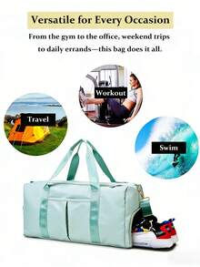 1PC Sports Fitness Bag For Women, Large Capacity Sports Luggage Bag, Training Bag,Swimming Training Bag, Short-Distance Travel Luggage Bag, Large Capacity Waterproof Gym Bag, Shoulder Travel Bag, Clothing Storage Bag, Dry And Wet Separation Independent Shoe Compartment Fitness Bag, Overnight Vacation Luggage,Weekend Carry-On Bag,  Handbag, Toiletry Bag Wash Bag Toiletry Travel Bag Makeup Storage Beach Bag Vacation Holiday Essentials School Supplies Travel Essentials, Suitable For Business, Vacation, Outdoor, Skiing, Fitness Travel, Overnight, Tote, Sports, School Supplies, Student Back-To-School, Tote, Weekend Bag, Couples Bag[US Local Warehouse]The Best Gift Choice, Birthday Gift - 彩色 - 查看 7
