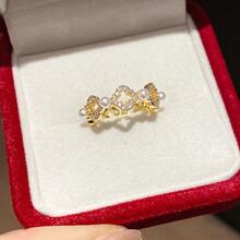 1pc Cubic Zirconia Pearl Flower Open Ring For Women Adjustable Daily Jewelry - Flower Pearl Ring - View 4