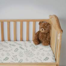 2件套婴儿男女通用棉纱迷你婴儿床单，柔软透气弹性床垫套，迷你婴儿床床上用品，适用于迷你婴儿床 - LMD2001-Leaf-2pcs - 查看 5