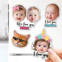 Imanes de fotos acrílicos personalizados, imanes de fotos personalizados de bebé o mascota, regalo del Día de la Madre para mamá - Multicolor - Ver 4