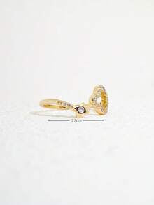 1pc Delicate Hollow Clover & Star Zirconia Copper Gold Plated High Quality Genuine Zirconia Ring For Women - Yellow Gold - View 2