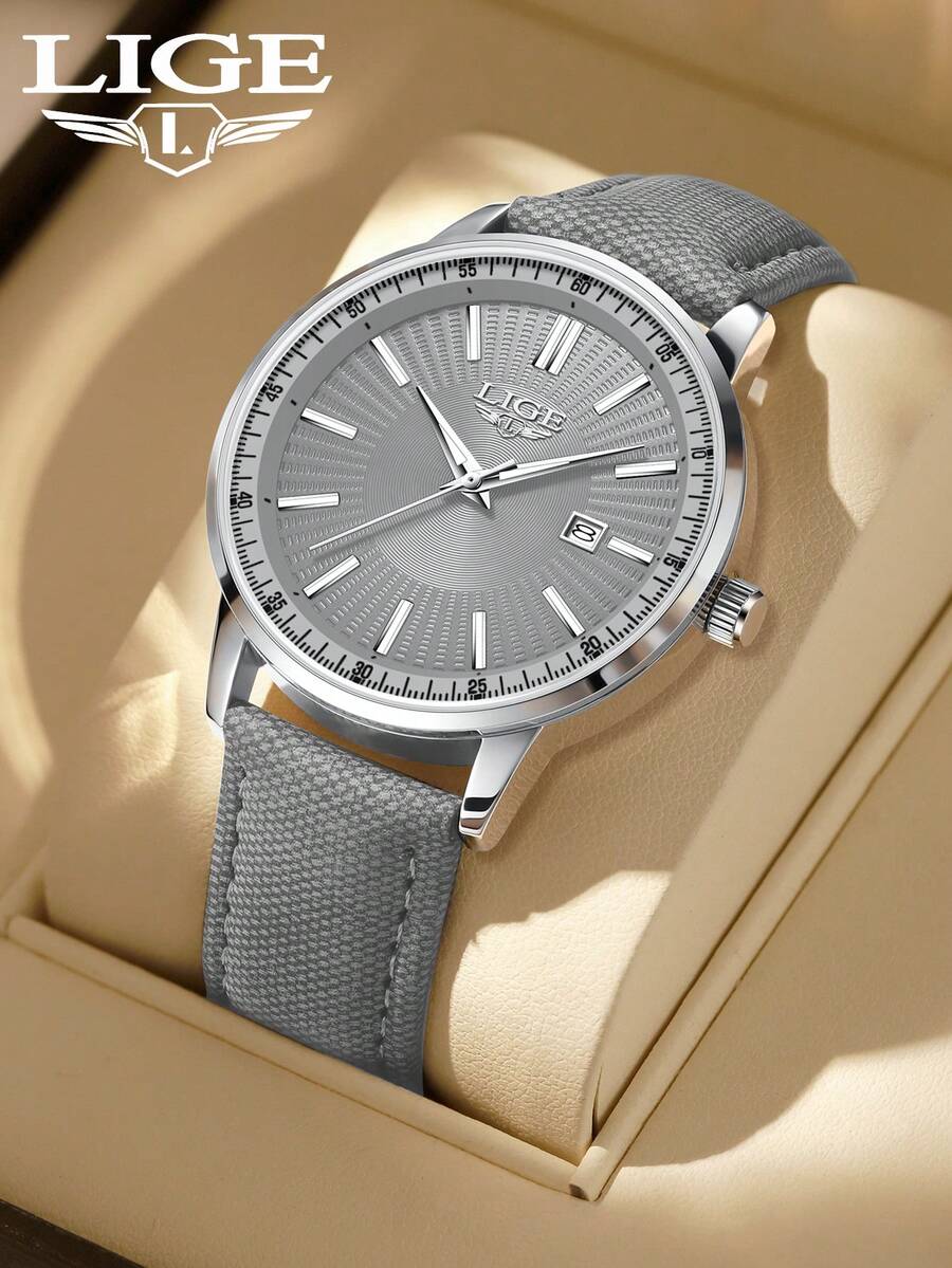 LIGE Men's Fashion Brand Watch Luminous Date Quartz Waterproof Men's Watch - Silver - View 1