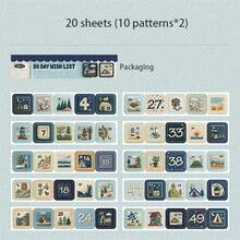 20张/包迷你贴纸本，50天愿望清单系列，精美模切贴纸，剪贴簿用品，笔记本配件，装饰贴纸，适用于相框、电脑、手机壳、杯子、旧杂志、铅笔盒、行李箱、桌面，返校贴纸，学习用品 - 貼紙本 - 查看 14