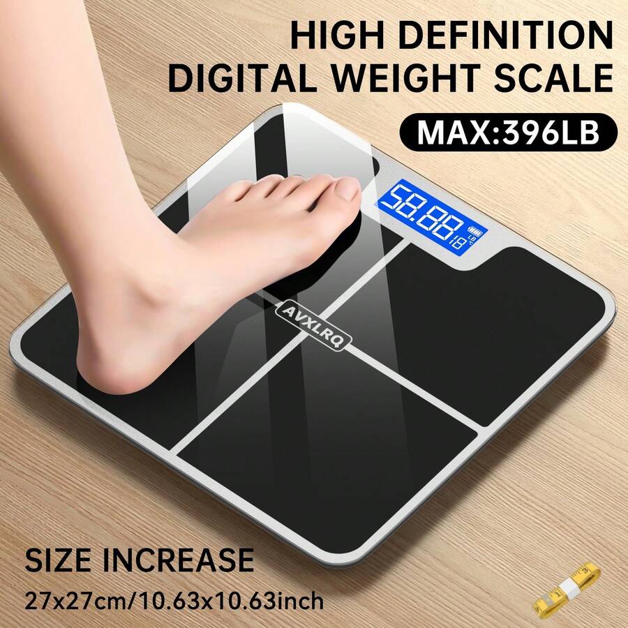 belibuy Weight Scale Electronic Scale, 396 Pound Digital Bathroom Scale, High-Precision Weight Scale With LCD High-Definition Display And Temperature Display (Switchable Between KG And Scale), Ultra Wide Platform, High-Precision Electronic Weighing - Black - View 1