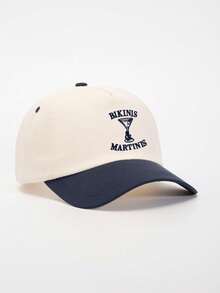 1 pieza Gorra de béisbol con bloqueo de color y vaso de martini bordado para mujer, sombrero casual ajustable con protección solar para exteriores, adecuado para primavera/otoño, viajes, playa, estilo unisex Y2K - gorra de béisbol - Ver 23