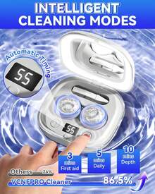 Contact Lens Cleaner Case, Ultrasonic Contact Lens Cleaning Machine With Lighted Mirror & Tweezer, Portable Care Tools For Home Travel, Daily Vision Care Device For Soft Hard Colored RGP Len - Grey - View 4