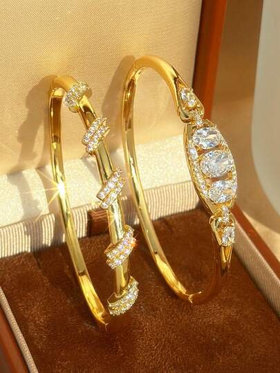 18K镀金不锈钢优雅闪亮手链，女士适用，适合日常佩戴、派对配饰、生日/周年纪念礼物、波西米亚风格饰品，也适合万圣节、圣诞节、感恩节、夏季、母亲节、返校季、生日、婚礼等场合。