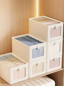 Oxford Cloth Visible Storage Box, Portable Fabric Organizer Box With/Without Cover, Foldable Wardrobe Visible Window Storage Box For Clothes, Pants, Socks, Underwear, Moisture-Proof - Multicolor - View 2