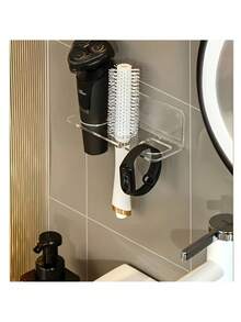 1 pieza Estante de almacenamiento de baño transparente de acrílico con 2/3 agujeros, soporte de pared para cepillos, organizador de tocador sin taladro para almacenar peines y artículos de tocador, soporte para peines y cepillos - 2 agujeros - Ver 7