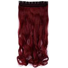Extensiones de cabello con clip TESS onduladas de 60, extensiones de cabello rojo oscuro, 1 pieza con 5 clips, extensiones de cabello sintético con clip para mujeres. - rubio - Ver 4