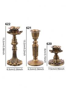 1件/套 复古树脂烛台，欧式复古风格雕刻装饰品，适用于餐桌/派对/生日/客厅/玄关/书桌/壁炉架/家庭聚会，家居装饰 - 多款式 - 查看 5