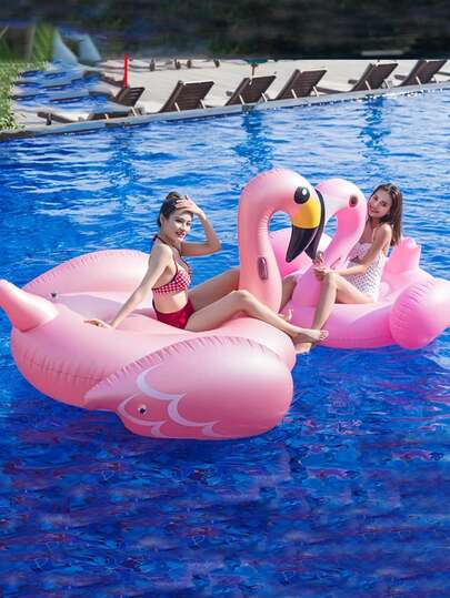 1 pieza flotador inflable de piscina con forma de flamenco de PVC reforzado, color aleatorio, silla lounge flotante para montar, aro de natación flotante para adultos