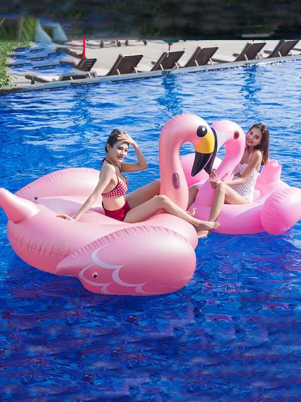 1 Peça Boia Inflável de Flamingo em PVC Reforçado, Cor Aleatória, Cadeira de Descanso para Montar, Anel de Natação, Flutuador de Água para Adultos