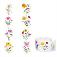 200 Peças Adesivos de Flores Silvestres, Decalques de Papel Floral Colorido, Buquê de Flores Adesivas À Prova d'Água para Envelope, Scrapbook, Decoração de Festa de Primavera - 200 unidades - Visão 3
