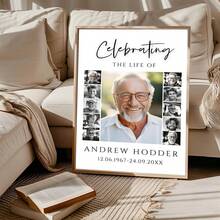1pc Funeral Photo Collage Template Set, Funeral Welcome Slogan Template, Life Celebration, With Deep Remembrance, Memorial Poster,Room Decor, Custom Poster,Customized Wall Art ,Pictures Custom Photo ,Customizable Things,Optional Frame. - Multicolor - View 9