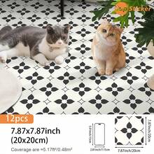 SUPSTICKER 12PCS Moroccan Tile Look Floor Stickers, Peel And Stick Waterproof Removable PVC Decals For Kitchen, Laundry Room, Entryway, 4 Styles - Multicolor - View 12