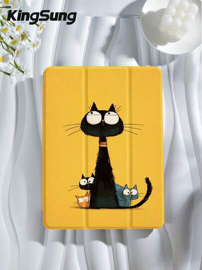 Kingsung 卡通猫咪图案平板电脑保护套，适用于 9.7/10.2/10.5/10.9/12.9 英寸和 11 英寸的平板电脑，适用于第十代 Kindle，兼容三星 Galaxy Tab S6 Lite 10.4 英寸，适用于 Kindle Paperwhite 第十二代（2024 年款）、Kindle 第十一代（2022 年款）、Kobo Clara Color，采用柔软防震材料制成，支持智能睡眠/唤醒功能。