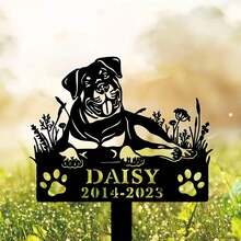 1pc Customized Dog Memorial Stake, Personalized Dog Name Metal Tag, Dog Grave Marker, Pet Memorial Gift, Pet Remembrance Gift, Garden Decor - Multicolor - View 3