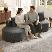 Sofás y Sillones - Gris oscuro + Lino + Espuma + 3 plazas - Ver 2