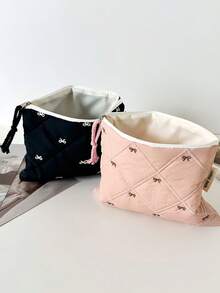 Túi đựng mỹ phẩm mini xinh xắn có nơ và khóa kéo, túi đựng băng vệ sinh nhiều màu sắc, túi đựng đồ dùng vệ sinh cá nhân di động dành cho nữ/bé gái, thích hợp đi học, đi làm, du lịch, nghỉ mát, du thuyền, đi biển - Phụ kiện thiết yếu cho phái nữ - Nhiều màu - Xem 9