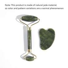 Juego de Gua Sha de jade natural, rodillo facial de cuarzo rosa para mujeres, masajeador facial de jade, herramienta de cuidado y belleza, spa y autocuidado, herramienta de masaje de elevación facial, suministros de esteticista, rodillo de masaje facial, artículos de belleza esenciales - Verde - Ver 11
