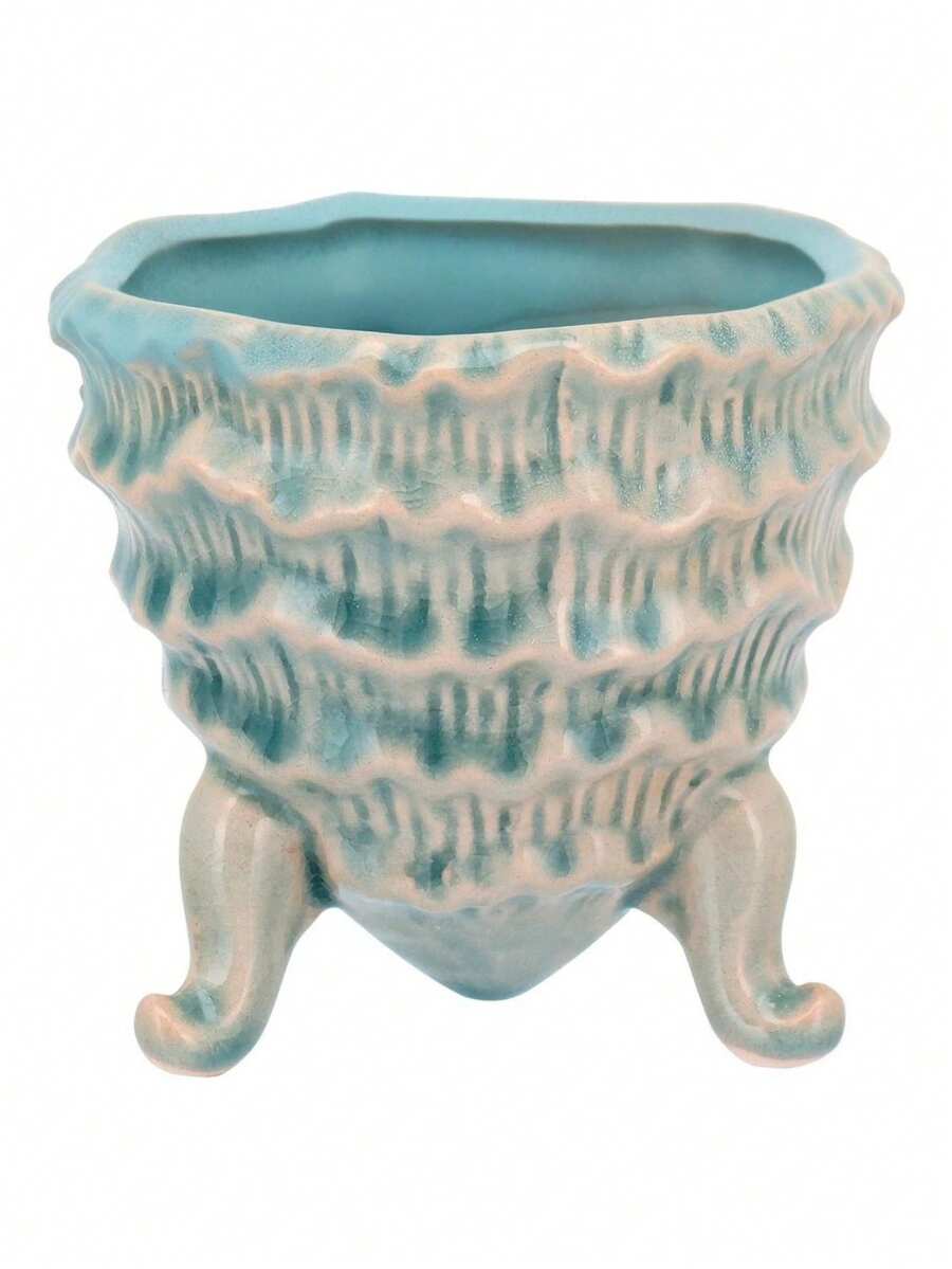 Decorative Plant Pot Home&Co Fergie With Base, Ceramic, 9x9x9cm, Blue - one-size - View 1