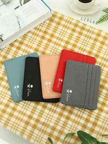 Customized Name Black Card Holder, Large Capacity, Compact Design, Multiple Card Slots, Small And Exquisite PU Leather Card Holder For Women, Unisex, Suitable For Daily Use, Dates, Birthdays, Holidays, Back To School, Summer, Beach, Travel, Commuting, Business, Students, Picnics, Camping, Grocery Shopping, Halloween Gift, Easter Gift. Minimalist RFID - Multicolor - View 3