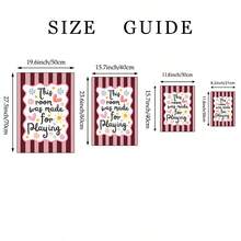 1pc This Room Is Designed For Play Wall Art Print On Canvas, Vintage Striped Poster, Colorful Home Decor Suitable For Bedroom, Game Room, Gift For New Parents And Kids, Unframed Or Framed - Text 2 - View 6