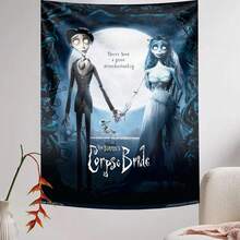 1 tấm thảm treo tường hình cô dâu xương khô, nghĩa trang và trăng, phong cách Gothic, có nhiều kích cỡ, chất liệu vải polyester, phù hợp cho phòng ngủ, không gian riêng tư của nam giới và bộ sưu tập của những người hâm mộ phim Gothic. - Cô dâu ma - Xem 3