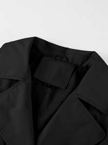 Risissida Women's Minimalist Long Windbreaker, Suitable For Spring And Autumn, With Belt And Pockets, Versatile For Various Occasions - Black - View 9