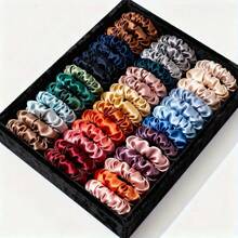 Juego de 19 piezas de sujetadores de cabello sin daños para mujeres, mezcla de multicolor (rubio), estilo bohemio/simple, bandas elásticas para el cabello, scrunchie casual de poliéster - Multicolor - Ver 8