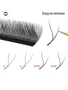 XIUSUZAKI 12 filas de extensiones de pestañas LU Curl YY 3D 4D 5D W, extensiones de pestañas naturales W en forma de abanico prefabricadas - LU - Ver 21