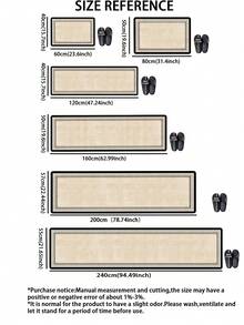 1pc Shallow Beige Silicone Drain Mat, Featuring Minimalist Border Design, Delicate Solid Texture In Center, Surrounded By Black Trim And Intricate Geometric Patterns, Elegant And Vintage-Inspired, Cushioned Anti-Fatigue Kitchen Rug, Luxurious And Fashionable Surface Fabric - Multicolor - View 3