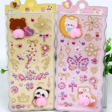 1/3/6/8 piezas Nuevos adhesivos de diamante 5D para niños Pegatinas decorativas de animales hechas a mano de gel suave, en varios tamaños - Multicolor - Ver 8