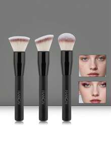 1/2/3 Pcs Foundation Brush Soft Dense Full Coverage Buffing Blending Contouring Complexion Base Corrector Primer Makeup Brush - Black - View 2