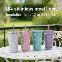 1pc 500ml 304 Stainless Steel Large Capacity Rhinestone Shiny Stainless Steel Insulated Water Bottle, Leak-Proof, Suitable For Birthday Parties, School Events, Holidays, Outdoor Sports, Home And Office Use, Gift For Friends - Multicolor - View 5