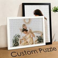 1pc Customized Wooden Puzzle, Personalized Wooden Puzzle For Room Decor/Decoration, With Wooden Frame Or Puzzle Only, Suitable For Father's Day/Birthday/Wedding, Customizable Large Size Wooden Puzzle For Birthday Decoration/Home Decor - Multicolor - View 2