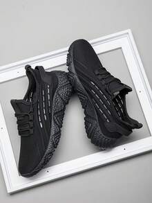 Men's Slip-On Breathable Lightweight Sports Shoes, Anti-Slip & Durable Casual Sneakers - Black - View 10
