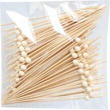 100/50/30/10pcs Wooden Color Pearl - Comes With High-Quality Bamboo Skewers, Suitable For Fruit, Appetizers, Drinks, Party BBQ, Fruit Kabobs, BBQ Skewers, Fruit Plate Decorations, Food Skewers, Fruit Skewers, Party Food Accessories, Party Food Serving, Party Supplies - White - View 6