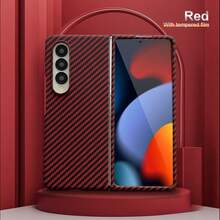 1pc Carbon Fiber Texture Magnetic Phone Case With Tempered Glass Film, Unisex Anti-Drop Fashionable High-End Versatile Phone Case, Suitable For Samsung Galaxy ZFold3 ZFold4 ZFold5 ZFold6 ZFold7 - Coarse Texture - Multi-color - View 9