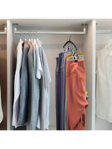 2 Pack Space-Saving Stainless Steel Hanger With 10 Clips - Easy Install, Wall-Mounted Organizer For Yoga Pants, Leggings & Socksbedroom,Organizer,Organiser,Home Storage,White T Shirt Women,Black Pants Women,Ladies Winter Clothes,Dress,Winter Clothes For Ladies,Elegant Woman Dresses,White Shirt For Ladies,Long Sleeve,White Jumpsuit For Women,Spring Dresses For Women,Spring Outfits For Women,Spring,Spring Clothes,Minimalist,Summer Tops - Black - View 9