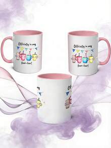 1 Pc 11 Oz Officially In My Four Teas Funny 40th Birthday Mug. Cute Cup For Hot & Cold Tea, Coffee, Breakfast Milk. Ideal Gift For Dad Or Mom. Funny Drinkware For Office Coworker, Home Decor, Birthday, Christmas And More. - Multicolor - View 6