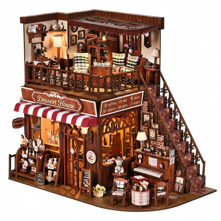 Healing Wind Corner Dessert Shop DIY Craft Cabin 3D Bookshelf Assembly Building Model Adult Immersive Assembly Toy Creative Festival Gift Desktop Decoration Item - 1PC - View 1