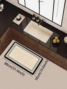 1pc Shallow Beige Silicone Drain Mat, Featuring Minimalist Border Design, Delicate Solid Texture In Center, Surrounded By Black Trim And Intricate Geometric Patterns, Elegant And Vintage-Inspired, Cushioned Anti-Fatigue Kitchen Rug, Luxurious And Fashionable Surface Fabric - Multicolor - View 13