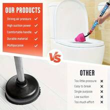 1pc Toilet Plunger, Drain Cleaner Tool For Unclogging Toilet, Sink, Bathtub, Sewage Pipe - Red - View 3