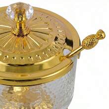 2PCS/1 PCS Glass Condiment Containers Glass Sugar Bowl With Lid And Spoon Sugar Container Jar Condiment Pot Salt Pepper Holder For Kitchen Coffee Bar Restaurant - 2PCS Gold - View 2