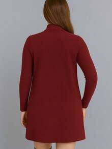 Winter Set: Cardigan + Tank Dress With Lace Collar - Redwood - View 4